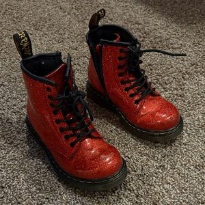 Dr. Martens Kids Red Glitter Boots